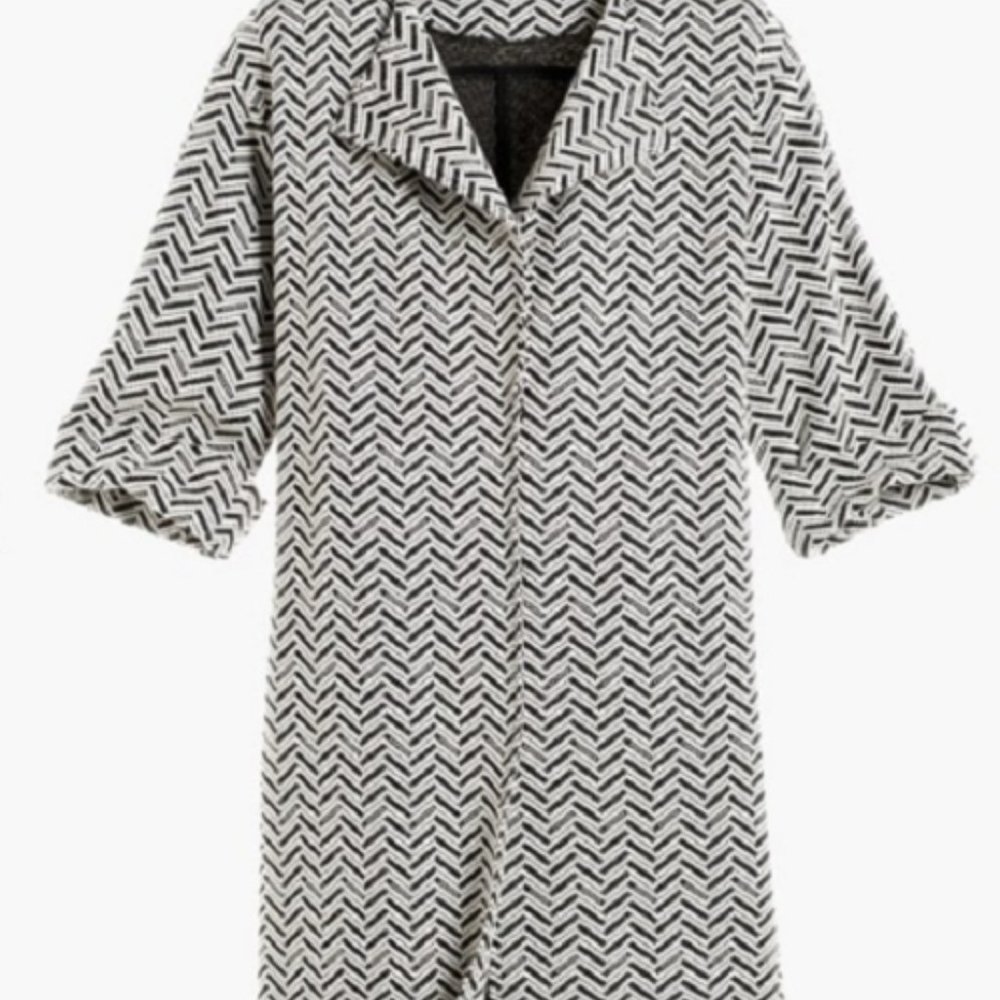 Chico's Chevron Knit Jacquard Black/White Jacket Size M (Chico's Size 1)